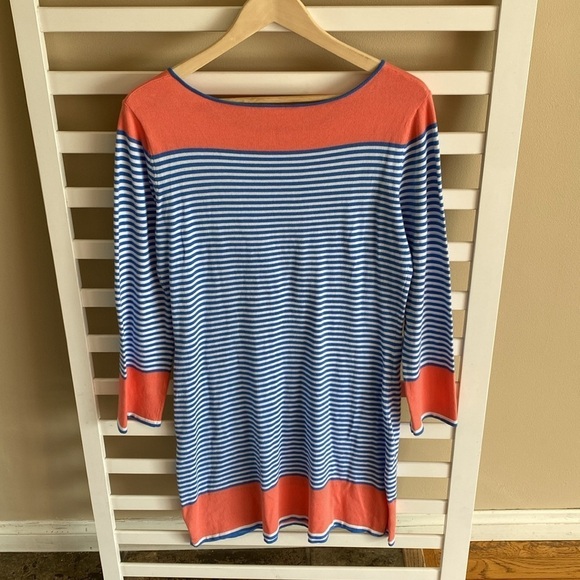 Sail to Sable Knit Striped Blue White & Coral Sweater Slip Dress Size small - Picture 5 of 11